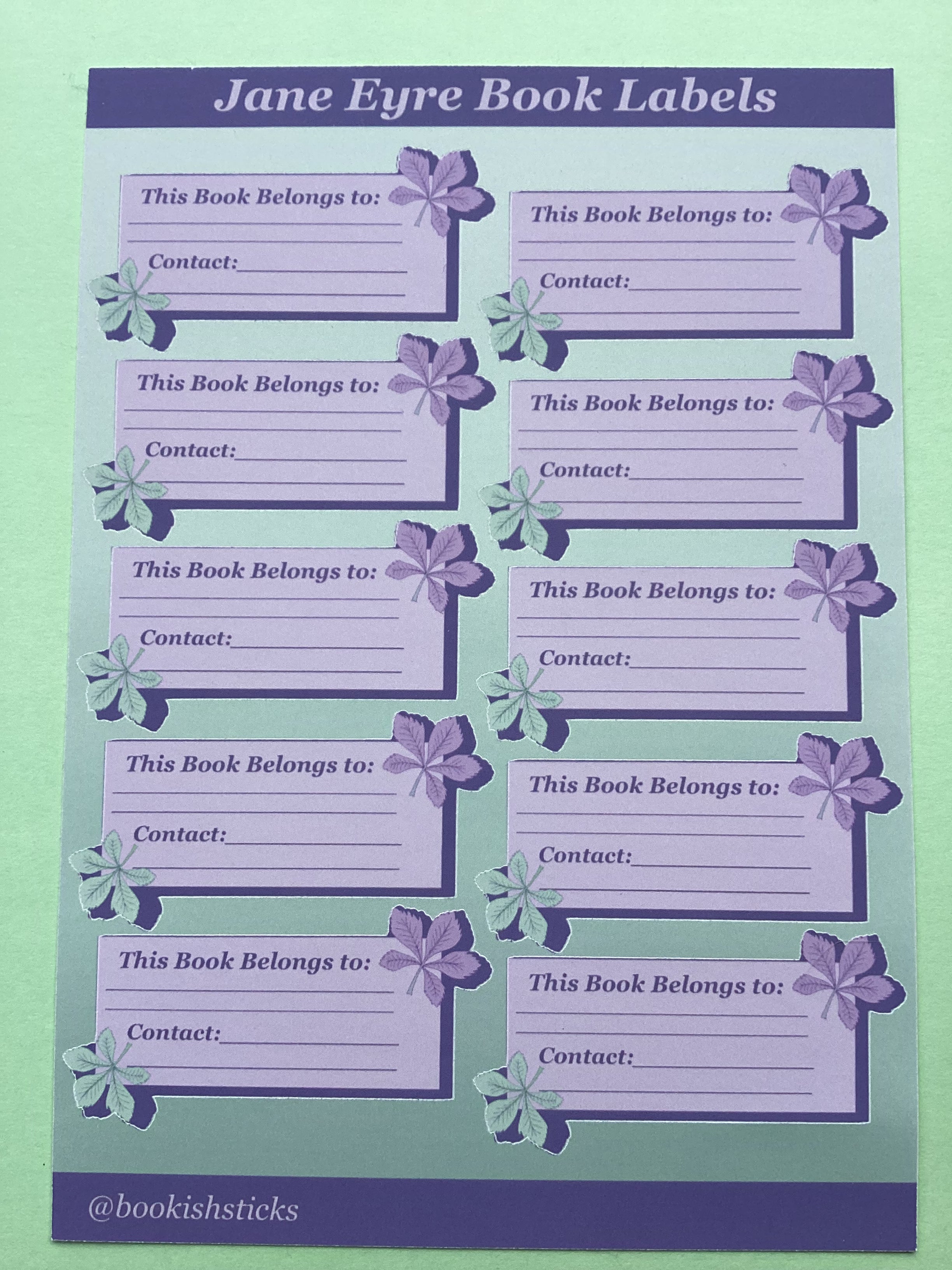 This Book Belongs To- Jane Eyre Stickers