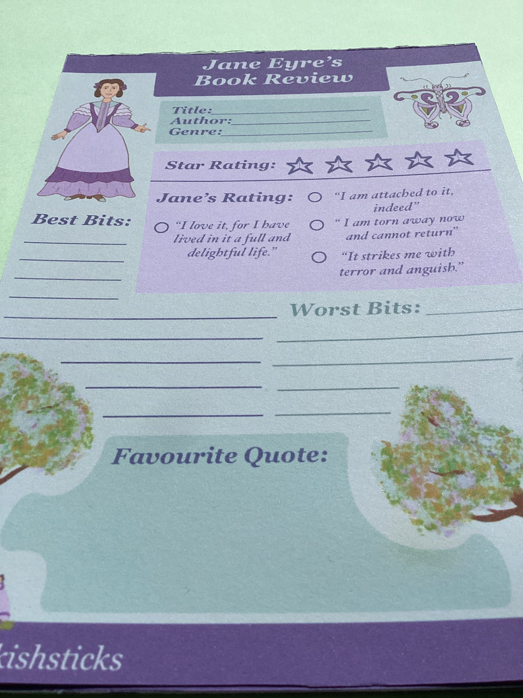 Jane Eyre Book Review Notepad