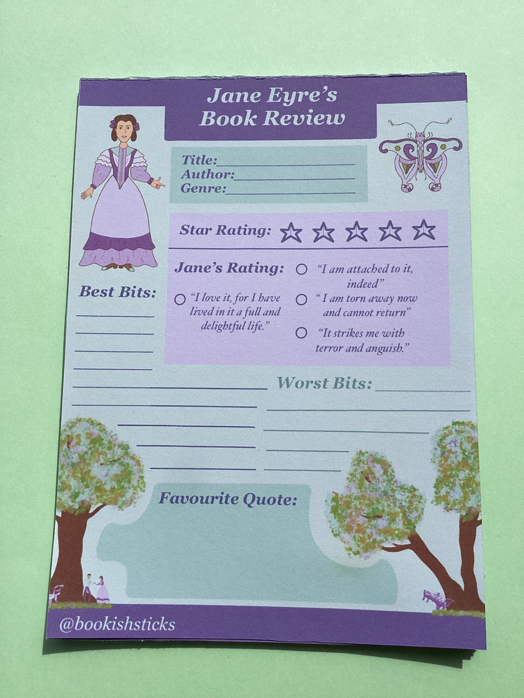 Jane Eyre Book Review Notepad