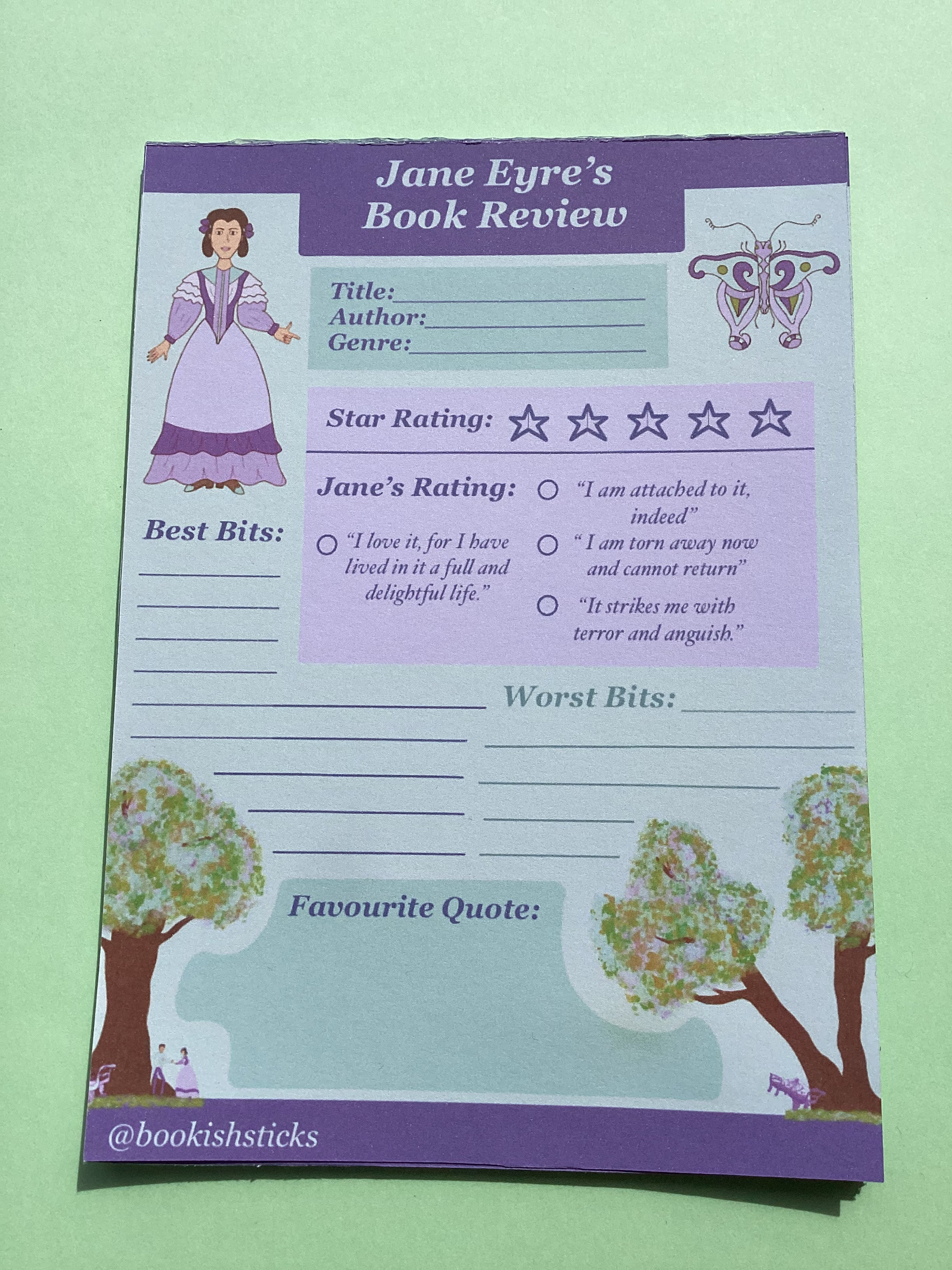 Jane Eyre Book Review Notepad